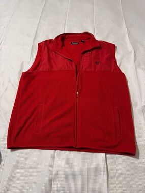 Chaps Red Zip-Front Fleece Vest